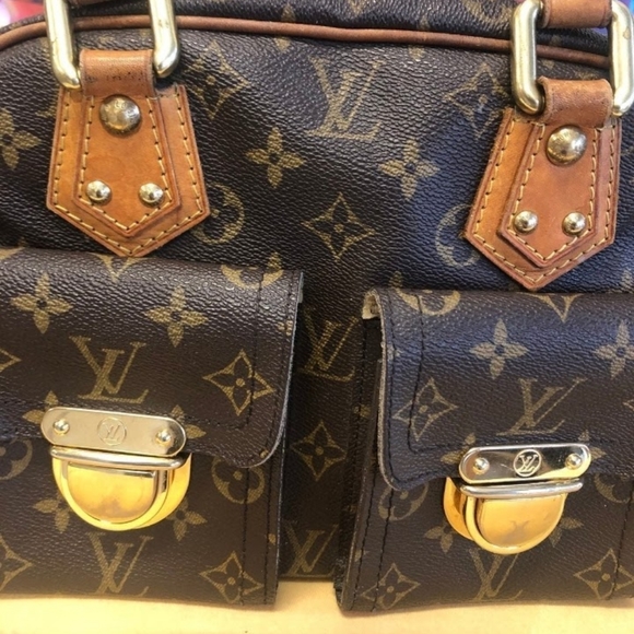 Louis Vuitton Manhattan PM Brown Leather Handbag Tote - Picture 13 of 15